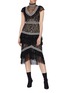 Figure View - Click To Enlarge - ALICE & OLIVIA - 'Annetta' contrast stripe ruffle tiered lace dress