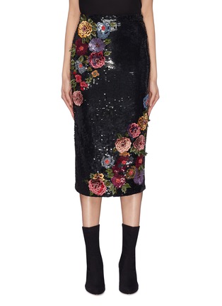 Main View - Click To Enlarge - ALICE & OLIVIA - 'Ella' floral appliqué sequin skirt