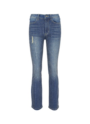 Main View - Click To Enlarge - ALICE & OLIVIA - 'Fabrice' glass crystal skinny bootcut jeans
