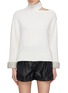 Main View - Click To Enlarge - ALICE & OLIVIA - 'Gemini' cutout shoulder embellished cuff turtleneck sweater