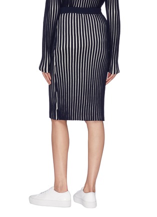 Back View - Click To Enlarge - VICTORIA, VICTORIA BECKHAM - Stripe wool ottoman knit skirt