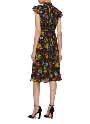 Back View - Click To Enlarge - ALICE & OLIVIA - 'Marta' ruffle high neck floral print silk dress