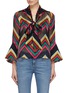 Main View - Click To Enlarge - ALICE & OLIVIA - 'Merideth' flared cuff chevron stripe pussybow blouse