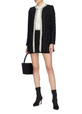 Figure View - Click To Enlarge - ALICE & OLIVIA - 'Andreas' glass crystal placket metallic tweed jacket