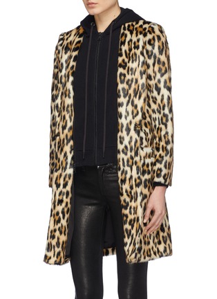 Front View - Click To Enlarge - ALICE & OLIVIA - 'Kylie' detachable jersey hood leopard print coat