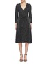 Main View - Click To Enlarge - ALICE & OLIVIA - 'Coco' belted metallic V-neck dress