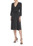 Figure View - Click To Enlarge - ALICE & OLIVIA - 'Coco' belted metallic V-neck dress