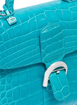 Detail View - Click To Enlarge - DELVAUX - 'Brillant MM' patent alligator leather satchel