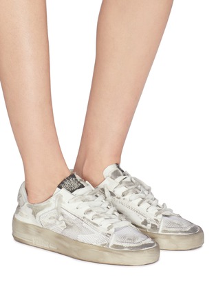 Figure View - Click To Enlarge - GOLDEN GOOSE - 'Stardan' mesh panel distressed leather sneakers