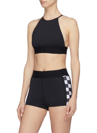 Figure View - Click To Enlarge - ABYSSE - 'Kay' checkerboard back racerback sports bra