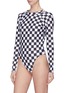 Figure View - Click To Enlarge - ABYSSE - 'Billie' tie open back checkerboard one-piece swimsuit