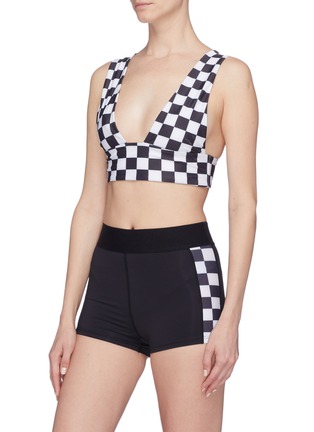 Figure View - Click To Enlarge - ABYSSE - 'Botha' checkerboard sports bralette