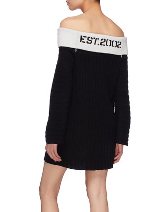 Back View - Click To Enlarge - OPENING CEREMONY - Logo foldover collar rib knit off-shoulder dress