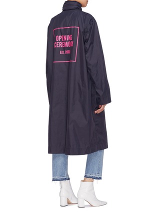 Back View - Click To Enlarge - OPENING CEREMONY - Retractable hood logo print oversized coat