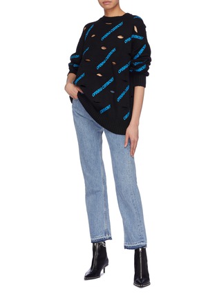 Figure View - Click To Enlarge - OPENING CEREMONY - Logo embroidered cutout sweater