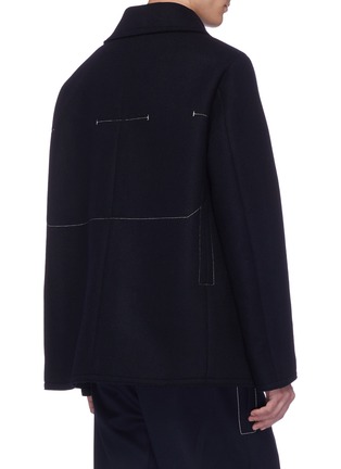 Back View - Click To Enlarge - JIL SANDER - Contrast topstitching double breasted wool melton peacoat