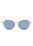Main View - Click To Enlarge - THOM BROWNE  - Stripe temple metal round sunglasses