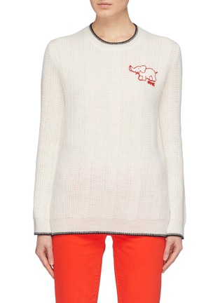 Main View - Click To Enlarge - GUCCI - Elephant logo appliqué wool sweater