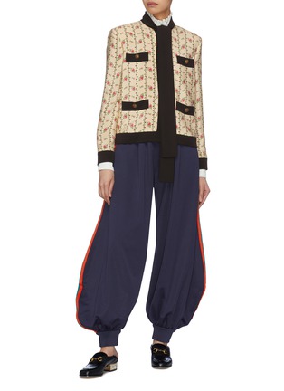 Figure View - Click To Enlarge - GUCCI - Web stripe outseam harem pants