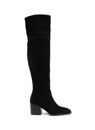 Main View - Click To Enlarge - AEYDE - 'Kit' stretch suede thigh high boots