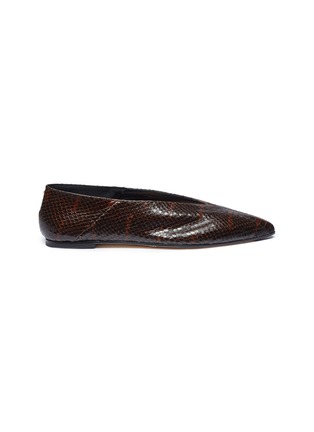 Main View - Click To Enlarge - AEYDE - 'Moa' choked up snake embossed leather flats