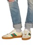 Figure View - Click To Enlarge - GUCCI - Web stripe suede panel leather sneakers
