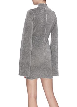 Back View - Click To Enlarge - SOLACE LONDON - 'Alula' wide sleeve lurex mock neck mini dress