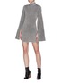 Figure View - Click To Enlarge - SOLACE LONDON - 'Alula' wide sleeve lurex mock neck mini dress