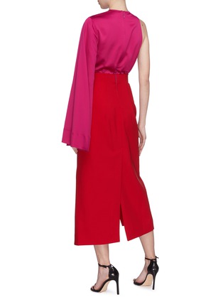 Back View - Click To Enlarge - SOLACE LONDON - 'Marceo' colourblock one sleeve midi dress