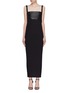 Main View - Click To Enlarge - SOLACE LONDON - 'Elara' leather panel pleated midi dress