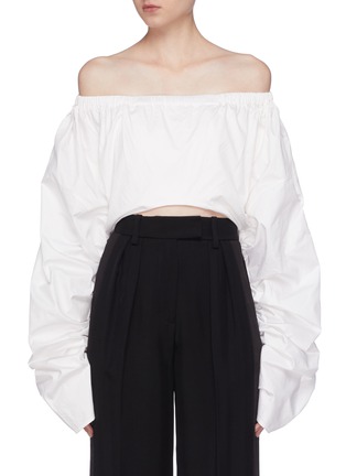 Main View - Click To Enlarge - SOLACE LONDON - 'Jun' ruched puffed sleeve off-shoulder top