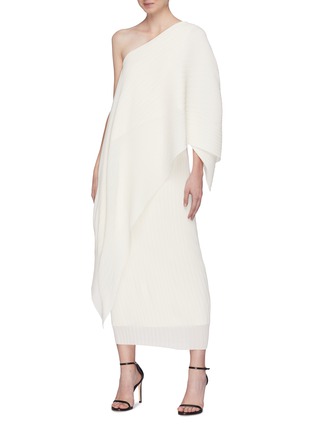 Figure View - Click To Enlarge - SOLACE LONDON - 'Sanna' asymmetric drape one-shoulder midi dress
