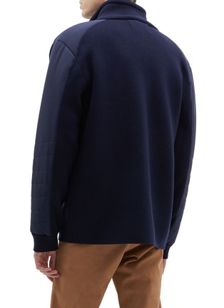 Back View - Click To Enlarge - AZTECH MOUNTAIN - 'Peapcke' patchwork sleeve wool zip cardigan