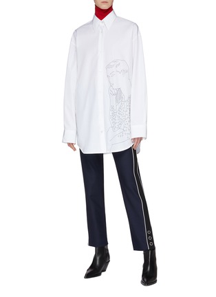Figure View - Click To Enlarge - CALVIN KLEIN 205W39NYC - Portrait embroidered oversized shirt