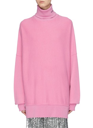 Main View - Click To Enlarge - CALVIN KLEIN 205W39NYC - Logo embroidered oversized turtleneck sweatshirt