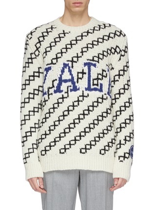 Main View - Click To Enlarge - CALVIN KLEIN 205W39NYC - x Yale University Slogan intarsia oversized sweater