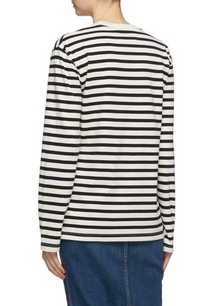 Back View - Click To Enlarge - MAISON KITSUNÉ - ACIDE fox embroidered stripe unisex long sleeve T-shirt