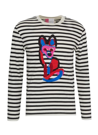 Main View - Click To Enlarge - MAISON KITSUNÉ - ACIDE fox embroidered stripe unisex long sleeve T-shirt