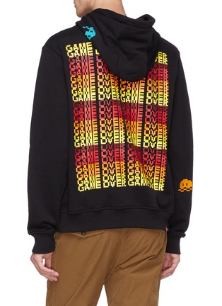 Back View - Click To Enlarge - 8-BIT - 'Space Invader' textured graphic print hoodie