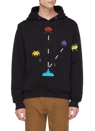 Main View - Click To Enlarge - 8-BIT - 'Space Invader' textured graphic print hoodie