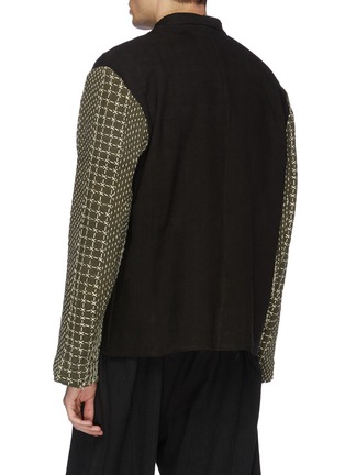 Back View - Click To Enlarge - BY WALID - 'Classic' colourblock geometric embroidered sleeve linen jacket
