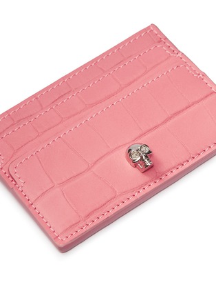 Detail View - Click To Enlarge - ALEXANDER MCQUEEN - Skull croc embossed leather card holder