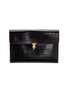 Main View - Click To Enlarge - ALEXANDER MCQUEEN - Contrast topstitching skull croc embossed leather envelope clutch
