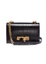Main View - Click To Enlarge - ALEXANDER MCQUEEN - 'The Jewelled Satchel' in croc embossed leather with Swarovski crystal knuckle