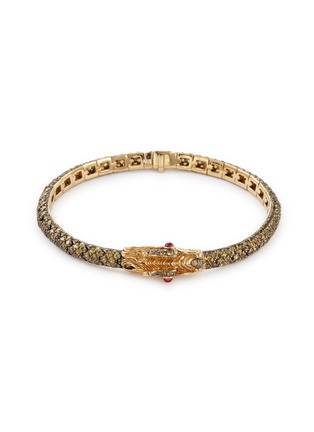 Main View - Click To Enlarge - JOHN HARDY - 'Cinta' diamond sapphire spinel 8k yellow gold bangle