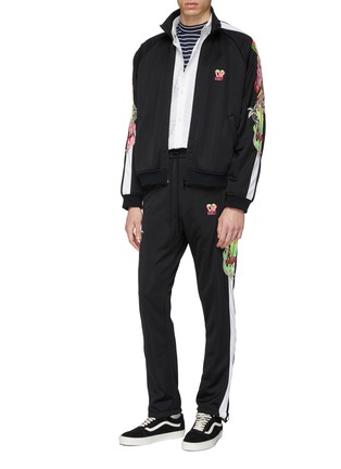 Figure View - Click To Enlarge - DOUBLET - 'Chaos' embroidered stripe sleeve track jacket