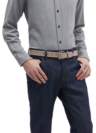 Figure View - Click To Enlarge - PAUL SMITH - Stripe leather belt