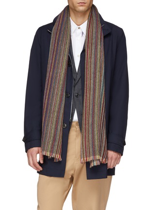 Figure View - Click To Enlarge - PAUL SMITH - 'Artist Stripe' cashmere herringbone scarf