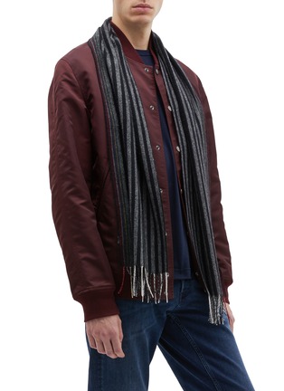 Figure View - Click To Enlarge - PAUL SMITH - Contrast border stripe wool-cashmere twill scarf