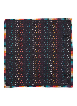 Detail View - Click To Enlarge - PAUL SMITH - Colourblock border star print silk pocket square